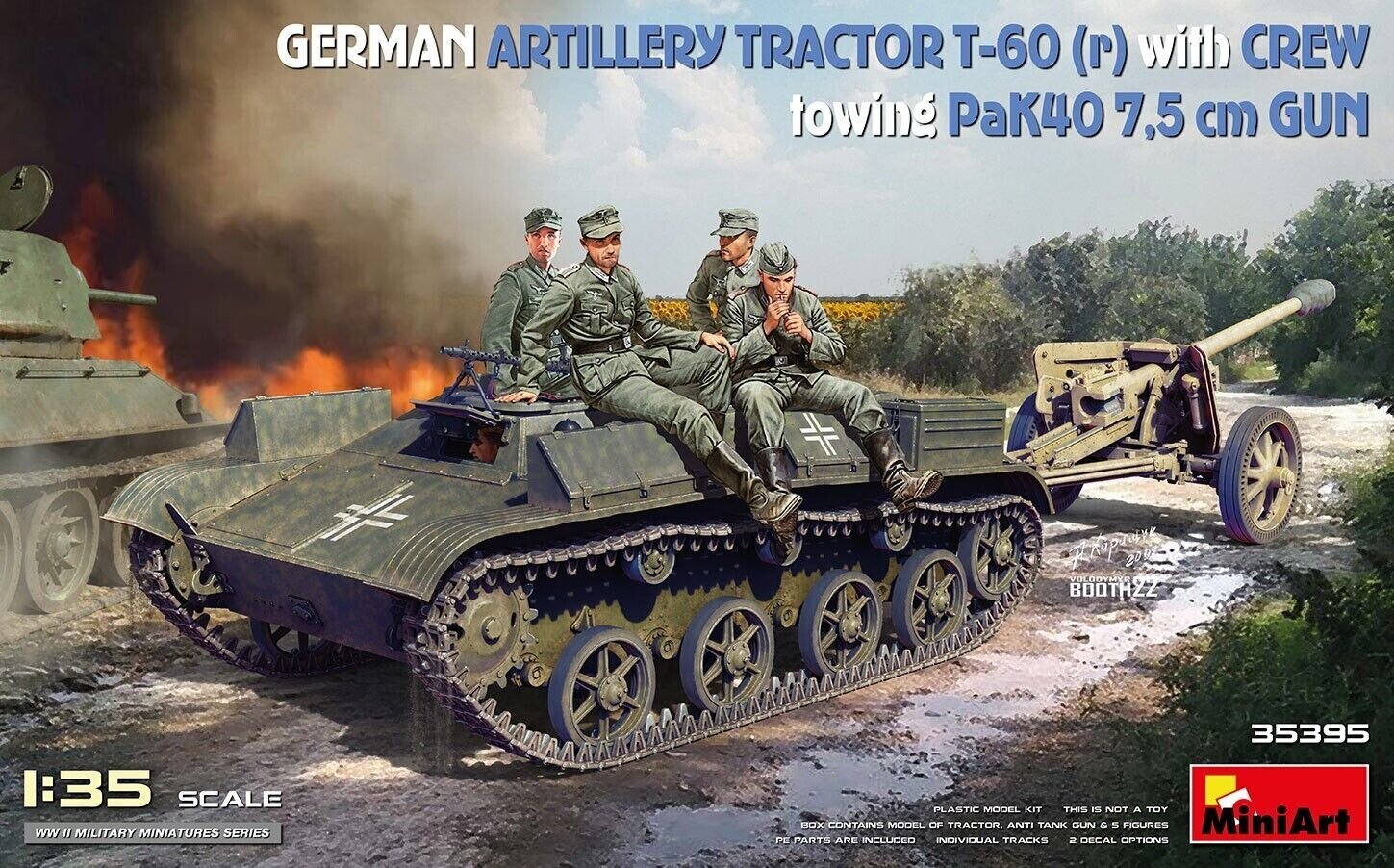 Liimattava malli MiniArt 35395 German Artillery Tractor T-60 (r) with PaK40 Gun and Crew 1/35 hinta ja tiedot | Koottavat pienoismallit | hobbyhall.fi