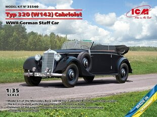 Liimattava malli ICM 35540 WWII German Staff Car Typ 320 (W142) Cabriolet 1/35 hinta ja tiedot | Koottavat pienoismallit | hobbyhall.fi
