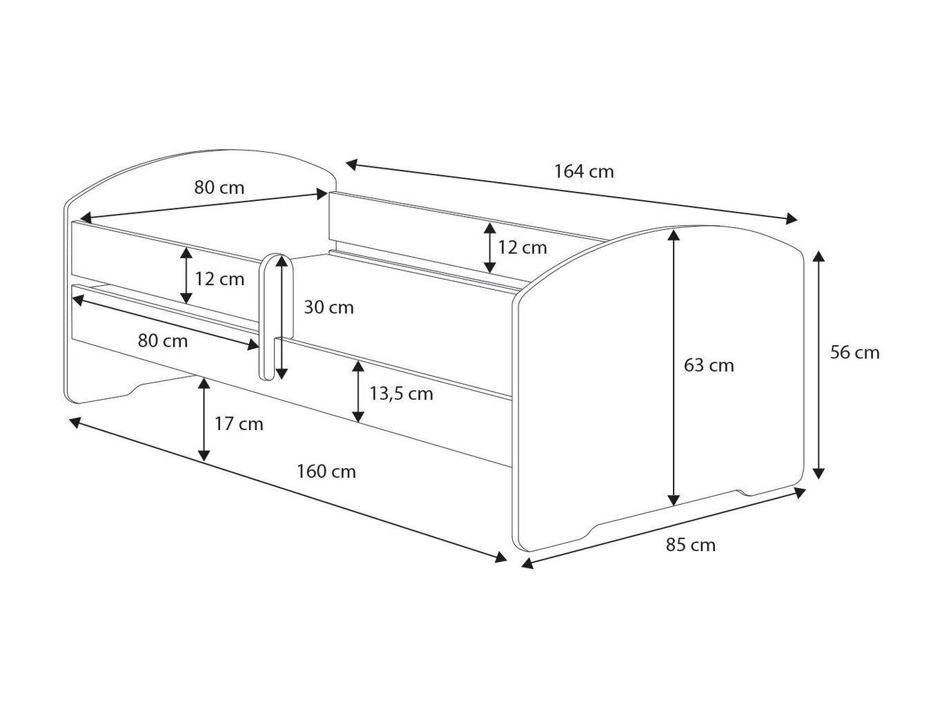 Lasten sänky ADRK Furniture Pepe Police, 80x160 cm, eri värejä hinta ja tiedot | Lastensängyt | hobbyhall.fi