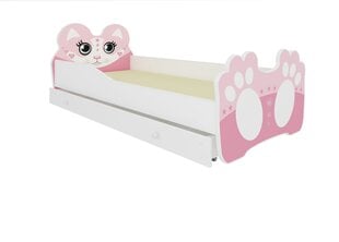 Lasten sänky ADRK Furniture Bear 144, 70x140 cm, valkoinen/roosa hinta ja tiedot | Lastensängyt | hobbyhall.fi
