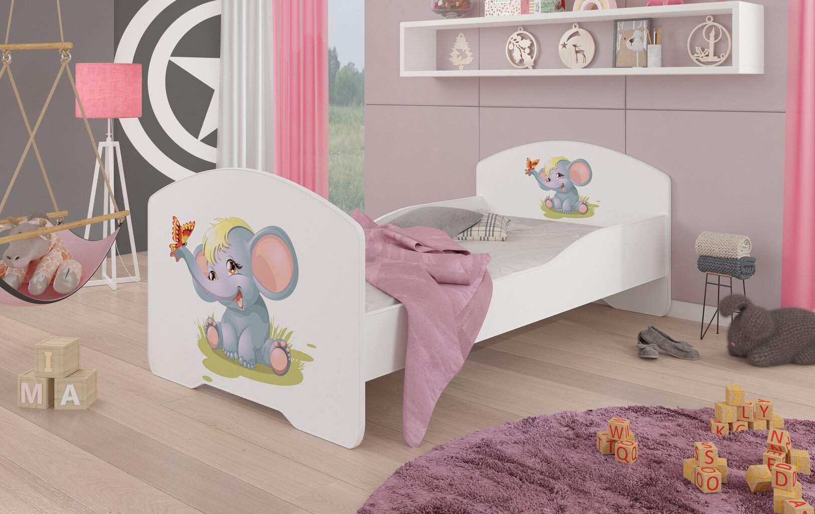 Lasten sänky ADRK Furniture Pepe Elephant, 80x160 cm, eri värejä hinta ja tiedot | Lastensängyt | hobbyhall.fi