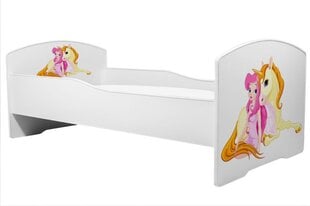 Lastensänky Adrk Furniture Pepe Girl with Unicorn, 80x160 cm, valkoinen hinta ja tiedot | Lastensängyt | hobbyhall.fi