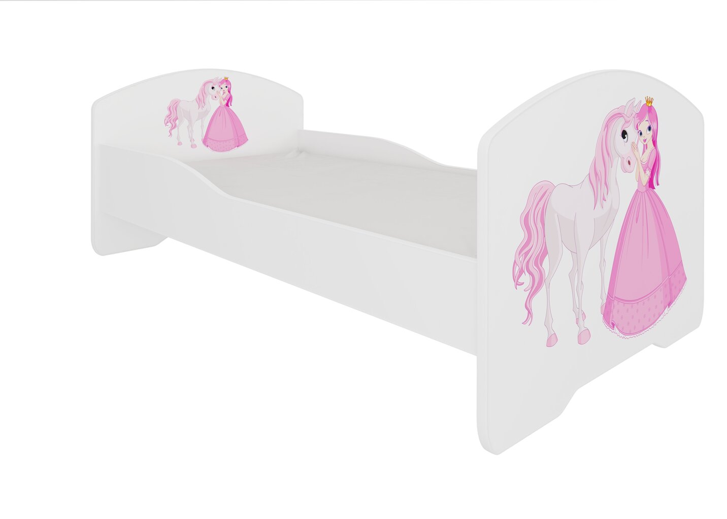 Lastensänky Adrk Furniture Pepe Princess and Horse, 70x140 cm, valkoinen hinta ja tiedot | Lastensängyt | hobbyhall.fi