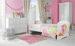 Lasten sänky ADRK Furniture Pepe Girl with Unicorn, 70x140, valkoinen hinta ja tiedot | Lastensängyt | hobbyhall.fi