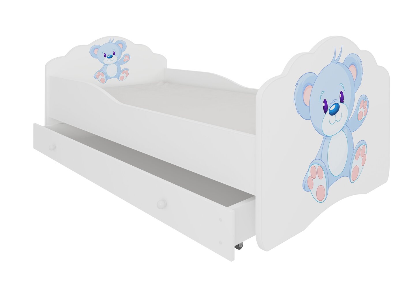 Lastensänky Adrk Furniture Casimo Bear, 70x140 cm, valkoinen/sininen hinta ja tiedot | Lastensängyt | hobbyhall.fi