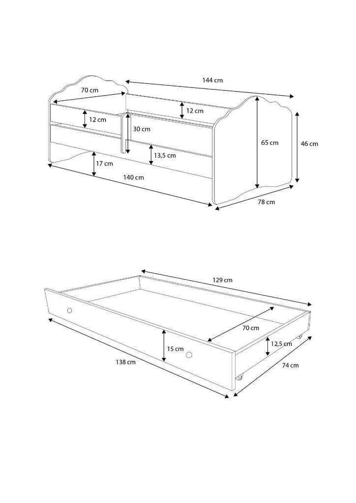 Lastensänky Adrk Furniture Casimo Bear, 70x140 cm, valkoinen/sininen hinta ja tiedot | Lastensängyt | hobbyhall.fi