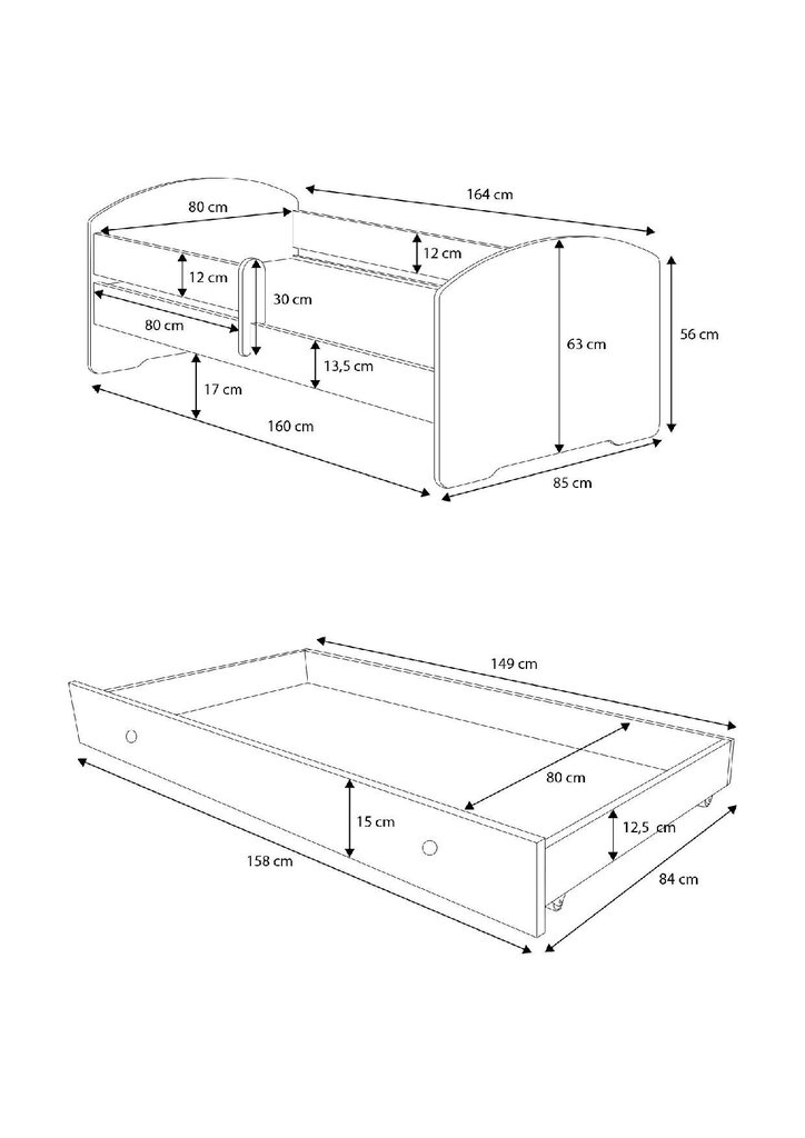 Lastensänky ADRK Furniture Pepe Police, 80x160 cm, eri värejä hinta ja tiedot | Lastensängyt | hobbyhall.fi