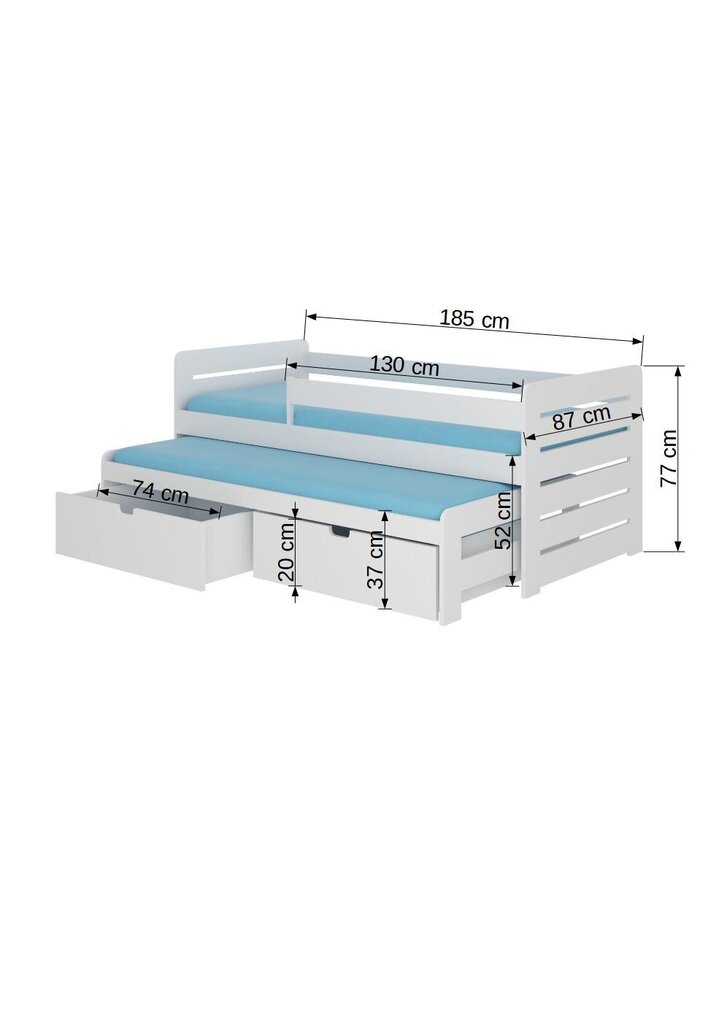 Lasten sänky turvalaidalla ADRK Furniture Tomi 80x180 cm, harmaa hinta ja tiedot | Lastensängyt | hobbyhall.fi