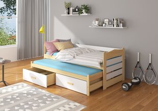 Lasten sänky ADRK Furniture Tiarro 80x180 cm, valkoinen/ruskea hinta ja tiedot | Lastensängyt | hobbyhall.fi