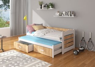 Lasten sänky ADRK Furniture Tiarro 80x180 cm, valkoinen/ruskea hinta ja tiedot | Lastensängyt | hobbyhall.fi