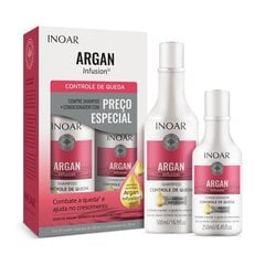 Hiustenhoitopakkaus hiustenlähtöön INOAR Argan Infusion Loss Control Duo Kit: shampoo 500 ml + hoitoaine 250 ml hinta ja tiedot | Shampoot | hobbyhall.fi