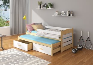 Lasten sänky turvalaidalla ADRK Furniture Tiarro 80x180 cm, valkoinen/ruskea hinta ja tiedot | Lastensängyt | hobbyhall.fi