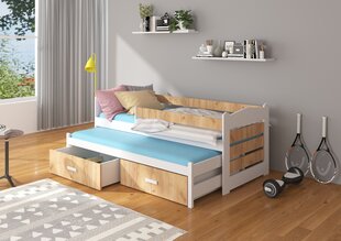 Lasten sänky turvalaidalla ADRK Furniture Tiarro 80x180 cm, valkoinen/ruskea hinta ja tiedot | Lastensängyt | hobbyhall.fi