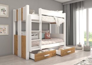 Kerrossänky ADRK Furniture Arta patjoilla, 80x180 cm, valkoinen/ruskea hinta ja tiedot | Lastensängyt | hobbyhall.fi