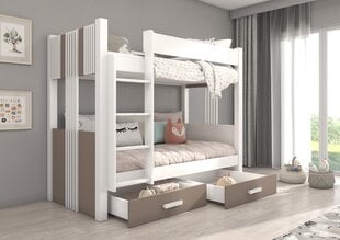 Kerrossänky ADRK Furniture Arta patjoilla, 90x200 cm, valkoinen/ruskea hinta ja tiedot | Lastensängyt | hobbyhall.fi