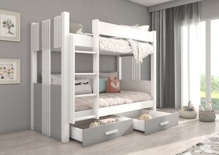 Kerrossänky ADRK Furniture Arta, 80x180 cm, valkoinen/harmaa hinta ja tiedot | Lastensängyt | hobbyhall.fi