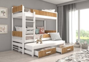 Kerrossänky ADRK Furniture Queen, 90x200 cm, valkoinen/ruskea hinta ja tiedot | Lastensängyt | hobbyhall.fi