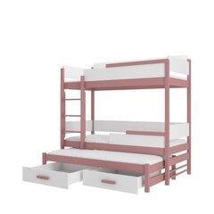 Kerrossänky ADRK Furniture Queen patjoilla, 80x180 cm, valkoinen/roosa hinta ja tiedot | Lastensängyt | hobbyhall.fi