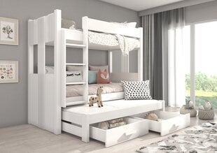 Kerrossänky ADRK Furniture Artema patjoilla, 90x200 cm, valkoinen hinta ja tiedot | Lastensängyt | hobbyhall.fi