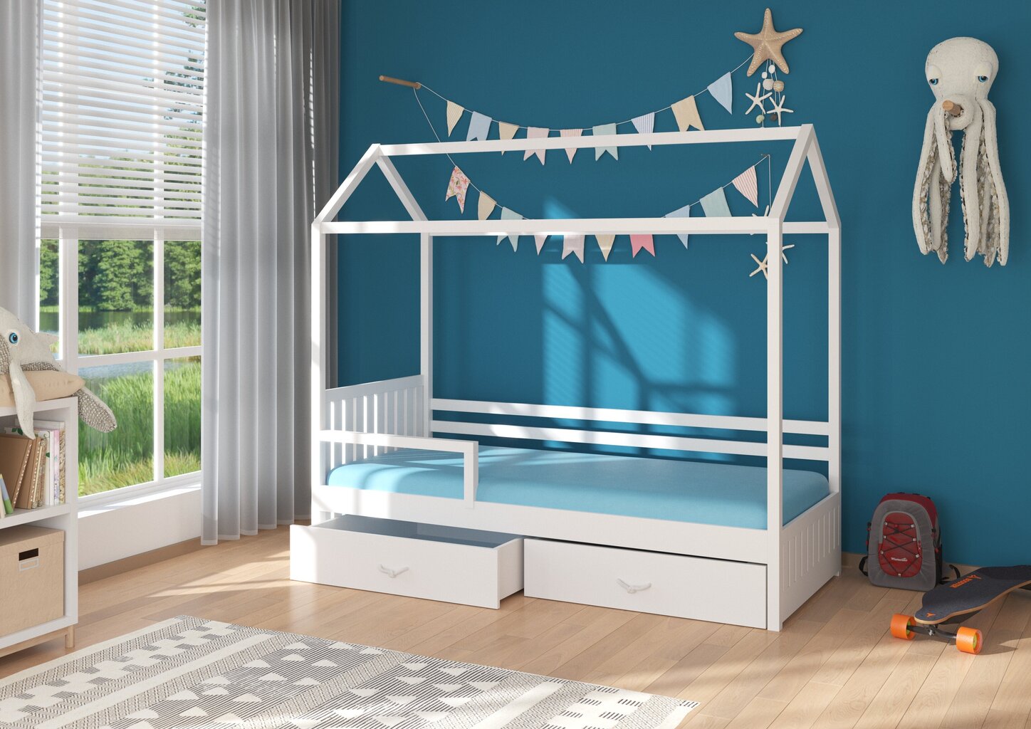 Sänky ADRK Furniture Rose turvalaidalla, 80x190 cm, ruskea hinta ja tiedot | Lastensängyt | hobbyhall.fi