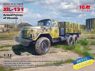 Liimattava malli ICM 72816 Military Truck of the Armed Forces of Ukraine ZiL-131 1/72 hinta ja tiedot | Koottavat pienoismallit | hobbyhall.fi