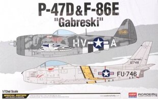 Liimattava malli Academy 12530 P-47D & F-86E Gabreski Limited Edition 1/72 hinta ja tiedot | Koottavat pienoismallit | hobbyhall.fi