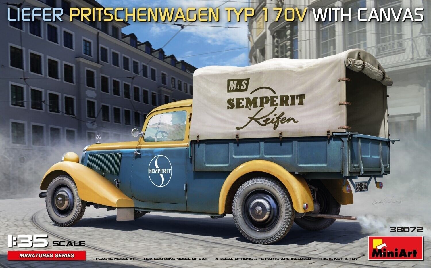 Liimattava malli MiniArt 38072 Liefer Pritschenwagen Typ 170V Canvas 1/35 hinta ja tiedot | Koottavat pienoismallit | hobbyhall.fi