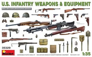 Liimattava malli MiniArt 35329 U.S. Infantry Weapons & Equipment 1/35 hinta ja tiedot | Koottavat pienoismallit | hobbyhall.fi