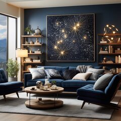 Yötaivaan tähdet kangastaide - Universumi-teemainen suuri tuloste - 120 x 120 cm hinta ja tiedot | Taulut | hobbyhall.fi