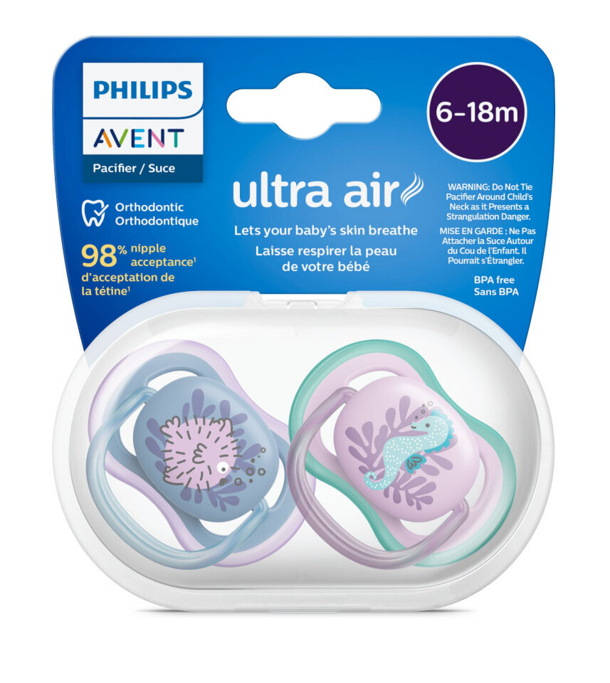 Philips Avent SCF085/61 ​​​​Ultra Air tutti 6-18 kk, 2 kpl, merihevonen hinta ja tiedot | Tutit | hobbyhall.fi