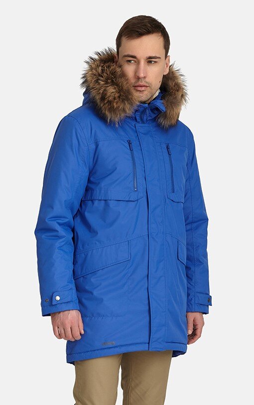 Huppa meeste parka naturaalse karvaga David 1 12278120*70035, sinine hinta ja tiedot | Miesten ulkoilutakit | hobbyhall.fi