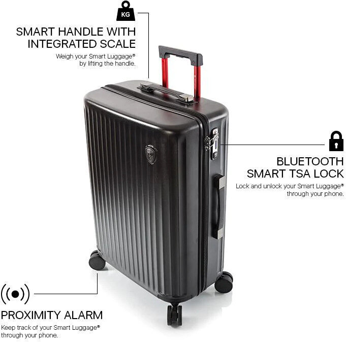 Keskikokoinen matkalaukku Heys Smart Luggage, M, musta hinta ja tiedot | Matkalaukut ja -kassit | hobbyhall.fi