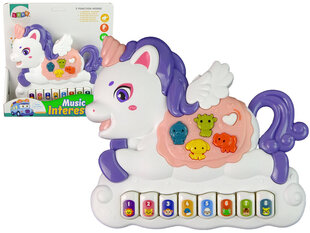 Interaktiivinen piano Lean Toys: Yksisarvinen - Eläinten äänet - Ajoneuvojen äänet - Melodiat, valkoinen hinta ja tiedot | Vauvan lelut | hobbyhall.fi