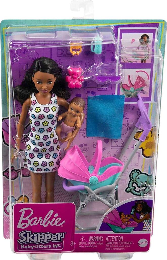 Setti Barbie-nanny-nukke Skipper -rattaat hinta ja tiedot | Tyttöjen lelut | hobbyhall.fi