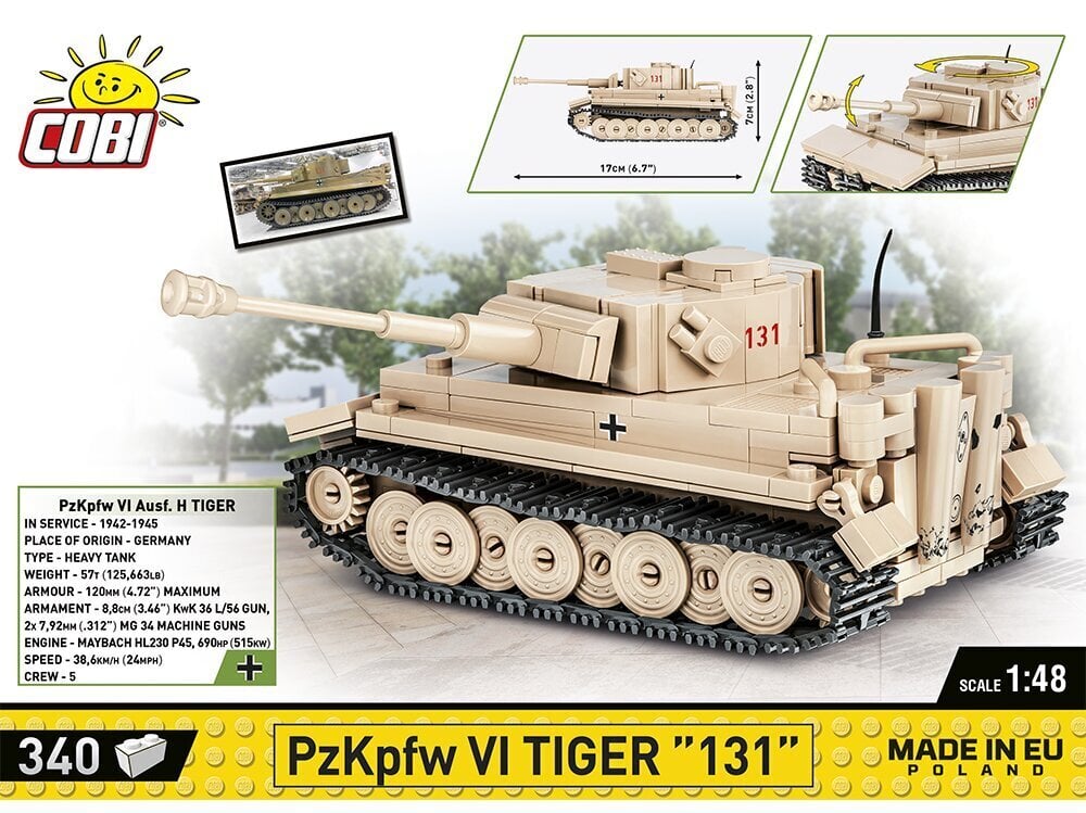 Rakennussetti panssarivaunu Cobi PzKpfw VI Tiger 131, 1/48, 2710 hinta ja tiedot | LEGOT ja rakennuslelut | hobbyhall.fi