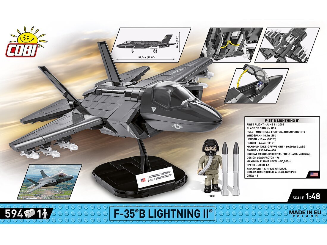 Rakennussetti hävittäjä Cobi F-35B Lightning II USA, 1/48, 5829 hinta ja tiedot | LEGOT ja rakennuslelut | hobbyhall.fi