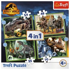 4 palapelin setti dinosauruksillaTrefl Jurassic Park, 207 d. hinta ja tiedot | Palapelit | hobbyhall.fi