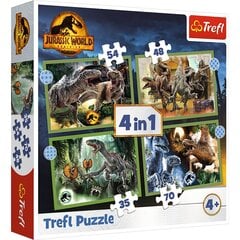 4 palapelin setti dinosauruksillaTrefl Jurassic Park, 207 d. hinta ja tiedot | Palapelit | hobbyhall.fi