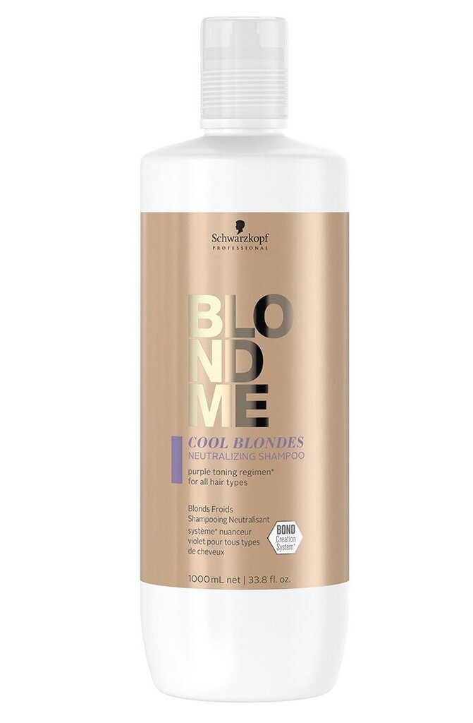 Keltaista sävyä neutraloiva shampoo Schwarzkopf Blonde Me Cool Blondes 1000 ml hinta ja tiedot | Shampoot | hobbyhall.fi