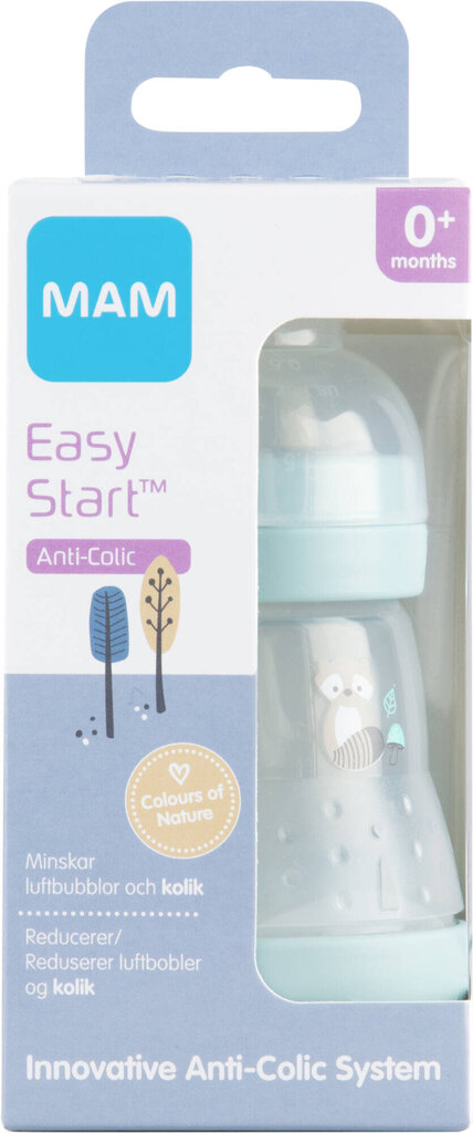 MAM Easy Start Anti-Colic Tuttipullo 0+ kuukautta, 160 ml, sininen hinta ja tiedot | Tuttipullot ja tarvikkeet | hobbyhall.fi