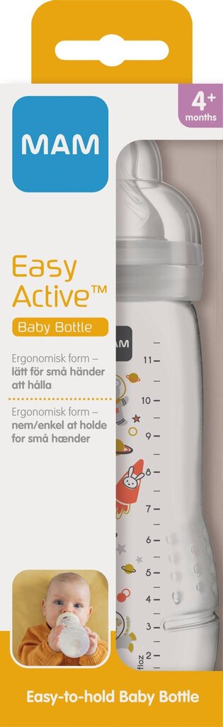 MAM Easy Active -pullo, 4 kuukautta +, 330 ml, neutraali hinta ja tiedot | Tuttipullot ja tarvikkeet | hobbyhall.fi
