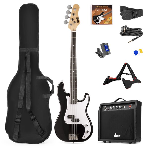 MAX GigKit Bass Guitar Pack, musta