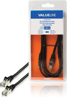Valueline-verkkokaapeli VLCB85110B20 FTP Cat5e RJ45-RJ45, musta, 2m hinta ja tiedot | Kaapelit ja adapterit | hobbyhall.fi