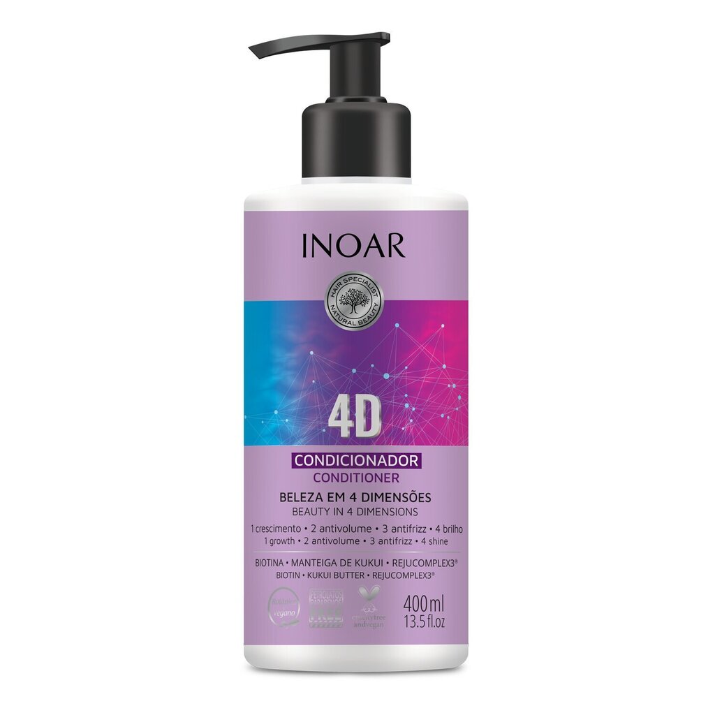 4-ulotteinen hiustenhoitoaine Inoar 4D Conditioner 400 ml hinta ja tiedot | Hoitoaineet | hobbyhall.fi