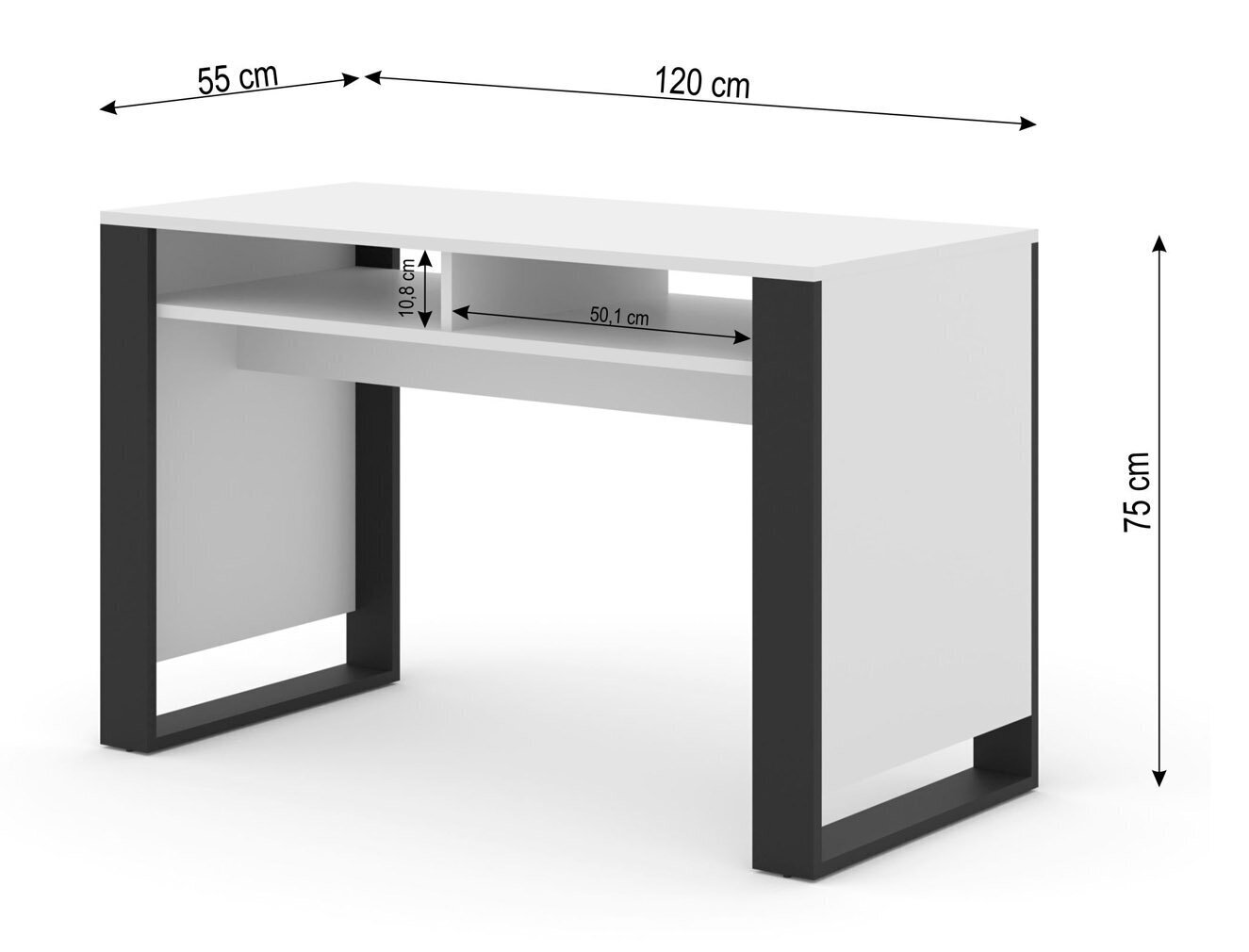 Työpöytä Mondi, 120x55x75 cm, valkoinen hinta ja tiedot | Tietokonepöydät ja työpöydät | hobbyhall.fi