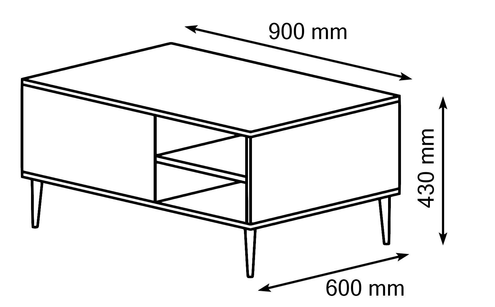 Sohvapöytä Petra, 90x60 cm, musta hinta ja tiedot | Sohvapöydät | hobbyhall.fi