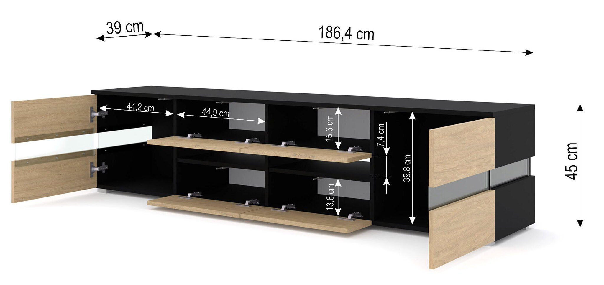 TV-taso LED-valolla Viper, 186 cm, musta hinta ja tiedot | TV-tasot | hobbyhall.fi