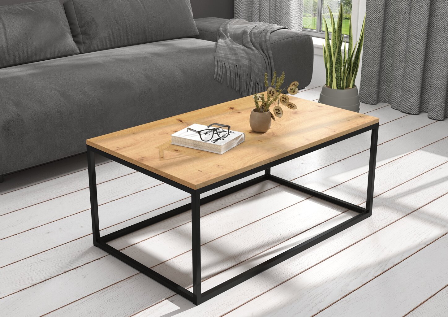 Sohvapöytä Narisa 100x60 cm, ruskea/musta hinta ja tiedot | Sohvapöydät | hobbyhall.fi