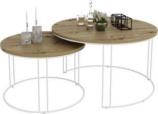 Sohvapöytäsetti ADRK Furniture Etta, ruskea/valkoinen hinta ja tiedot | Sohvapöydät | hobbyhall.fi
