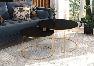 Sohvapöytäsetti ADRK Furniture Etta, musta/kulta hinta ja tiedot | Sohvapöydät | hobbyhall.fi